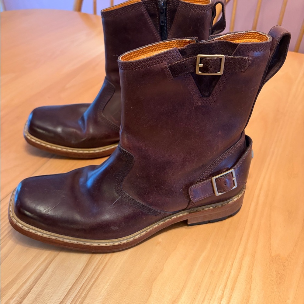 Brown Leather Ankle Boots with Buckles